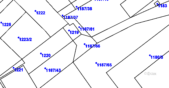 Parcela st. 1187/66 v KÚ Netolice, Katastrální mapa