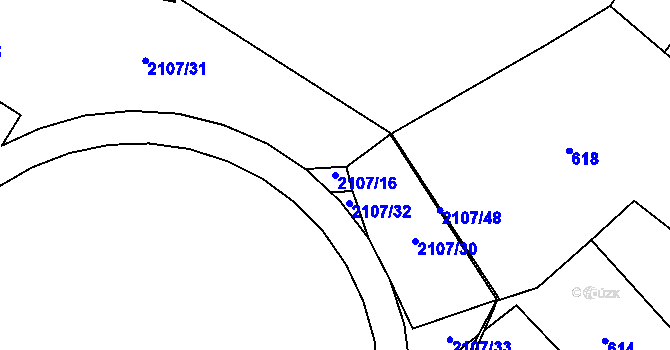 Parcela st. 2107/16 v KÚ Netolice, Katastrální mapa