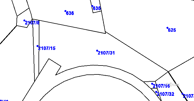 Parcela st. 2107/31 v KÚ Netolice, Katastrální mapa