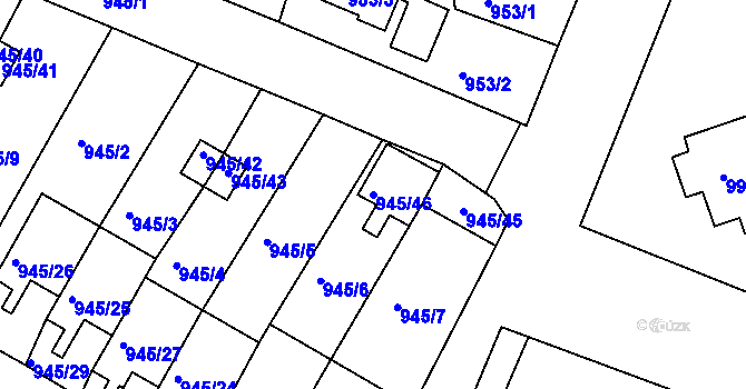 Parcela st. 945/46 v KÚ Netolice, Katastrální mapa