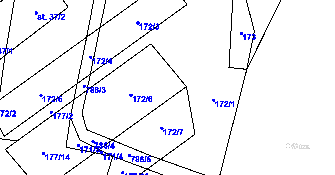 Parcela st. 172/1 v KÚ Netonice, Katastrální mapa