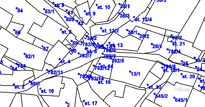 Parcela st. 799/1 v KÚ Netonice, Katastrální mapa