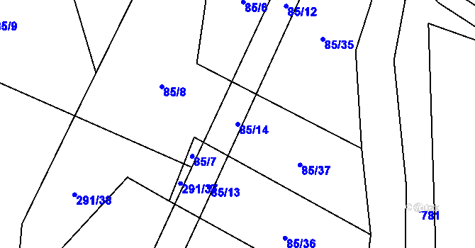 Parcela st. 85/14 v KÚ Netonice, Katastrální mapa