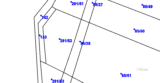 Parcela st. 85/28 v KÚ Netonice, Katastrální mapa