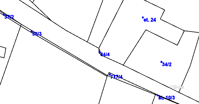 Parcela st. 34/4 v KÚ Radějovice u Netonic, Katastrální mapa