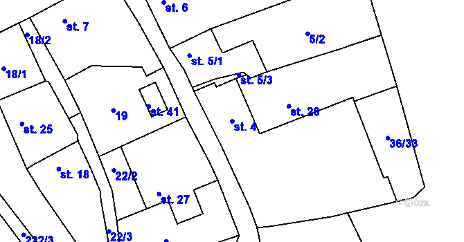 Parcela st. 4 v KÚ Kopeč, Katastrální mapa