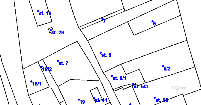Parcela st. 6 v KÚ Kopeč, Katastrální mapa