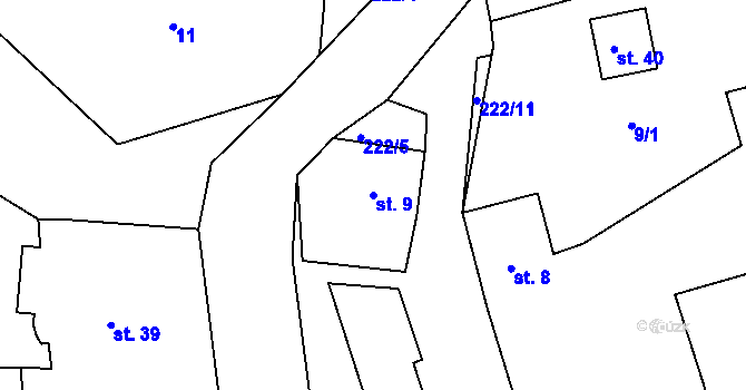 Parcela st. 9 v KÚ Kopeč, Katastrální mapa