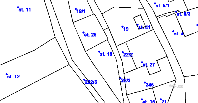 Parcela st. 18 v KÚ Kopeč, Katastrální mapa