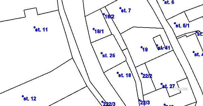 Parcela st. 25 v KÚ Kopeč, Katastrální mapa