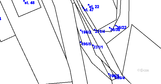 Parcela st. 196/5 v KÚ Kopeč, Katastrální mapa