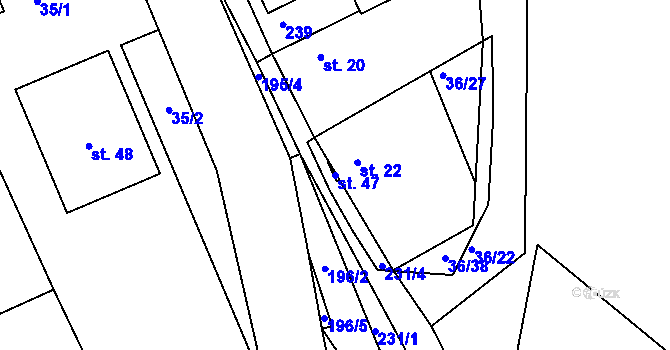 Parcela st. 47 v KÚ Kopeč, Katastrální mapa