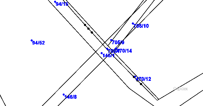 Parcela st. 146/1 v KÚ Netřeba, Katastrální mapa
