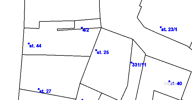 Parcela st. 25 v KÚ Netřebice u Nymburka, Katastrální mapa