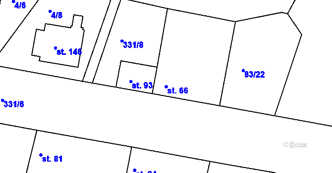 Parcela st. 66 v KÚ Netřebice u Nymburka, Katastrální mapa