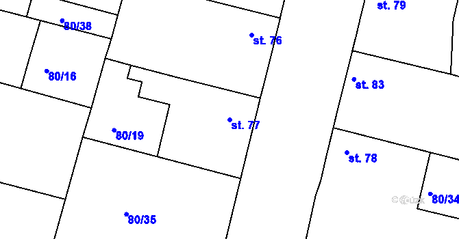 Parcela st. 77 v KÚ Netřebice u Nymburka, Katastrální mapa