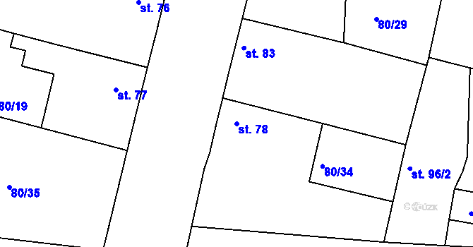 Parcela st. 78 v KÚ Netřebice u Nymburka, Katastrální mapa