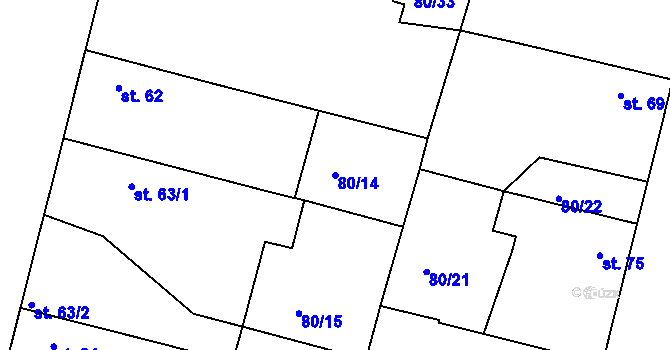 Parcela st. 80/14 v KÚ Netřebice u Nymburka, Katastrální mapa
