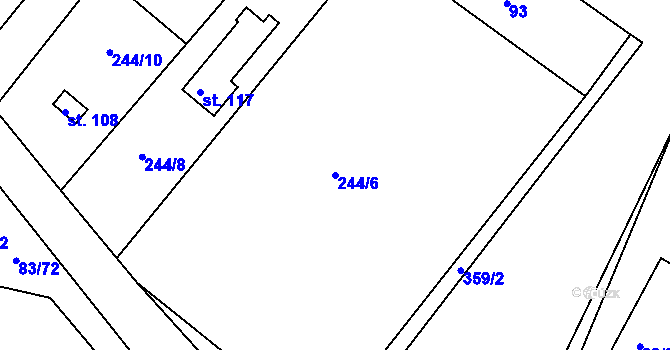 Parcela st. 244/6 v KÚ Netřebice u Nymburka, Katastrální mapa