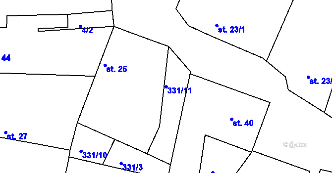 Parcela st. 331/11 v KÚ Netřebice u Nymburka, Katastrální mapa