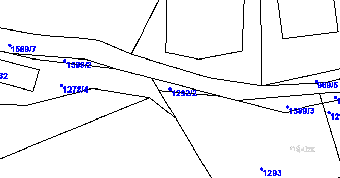 Parcela st. 1292/2 v KÚ Dlouhá, Katastrální mapa