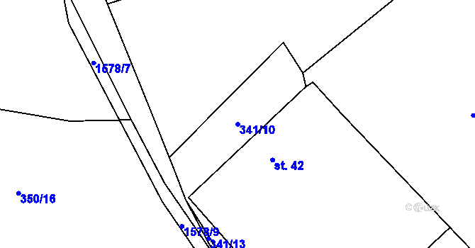 Parcela st. 341/10 v KÚ Dlouhá, Katastrální mapa