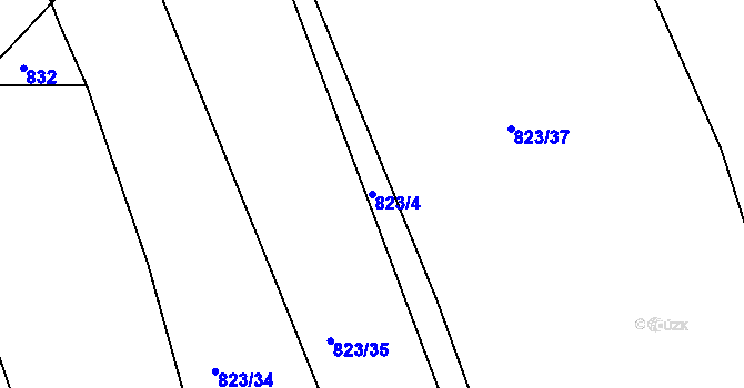Parcela st. 823/4 v KÚ Dlouhá, Katastrální mapa