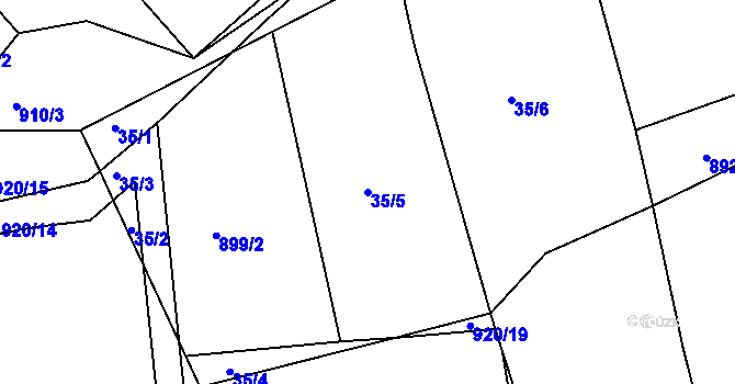 Parcela st. 35/5 v KÚ Dlouhá, Katastrální mapa