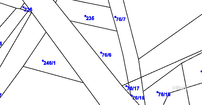 Parcela st. 76/6 v KÚ Dlouhá, Katastrální mapa
