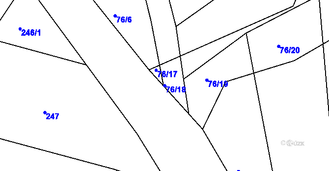 Parcela st. 76/18 v KÚ Dlouhá, Katastrální mapa