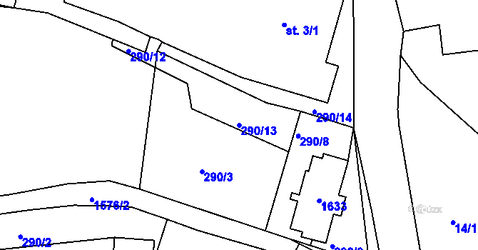Parcela st. 290/13 v KÚ Dlouhá, Katastrální mapa