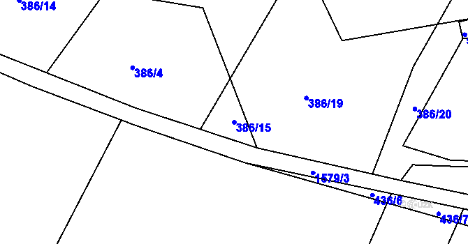Parcela st. 386/15 v KÚ Dlouhá, Katastrální mapa