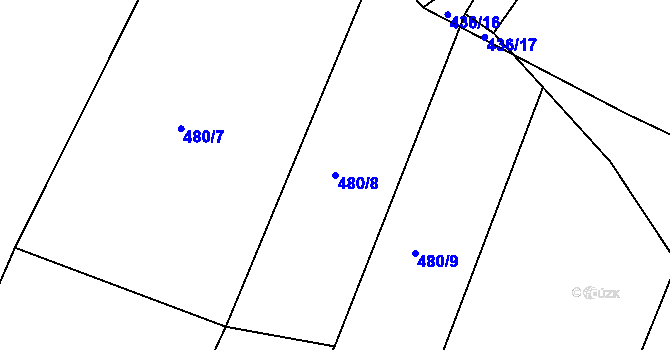 Parcela st. 480/8 v KÚ Dlouhá, Katastrální mapa