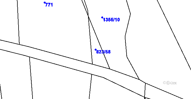 Parcela st. 823/58 v KÚ Dlouhá, Katastrální mapa