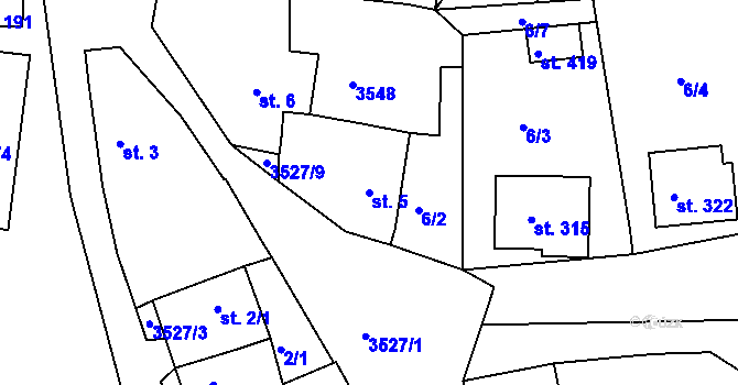 Parcela st. 5 v KÚ Netřebice, Katastrální mapa