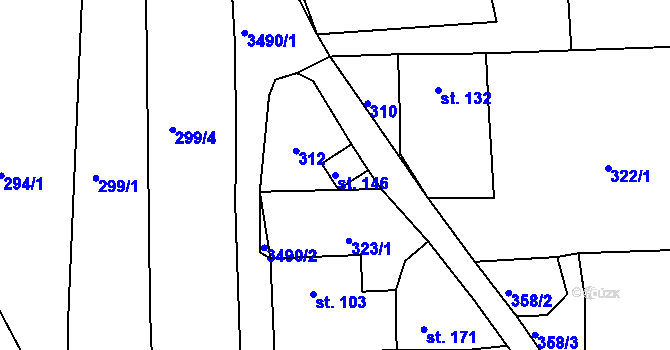 Parcela st. 146 v KÚ Netřebice, Katastrální mapa