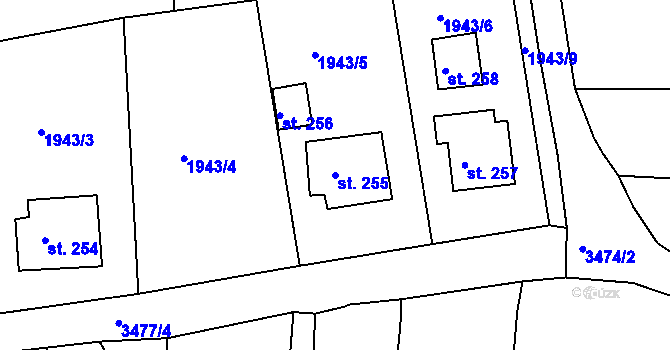 Parcela st. 255 v KÚ Netřebice, Katastrální mapa