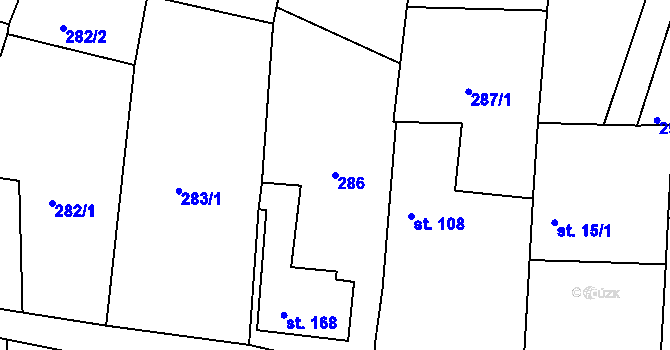 Parcela st. 286 v KÚ Netřebice, Katastrální mapa