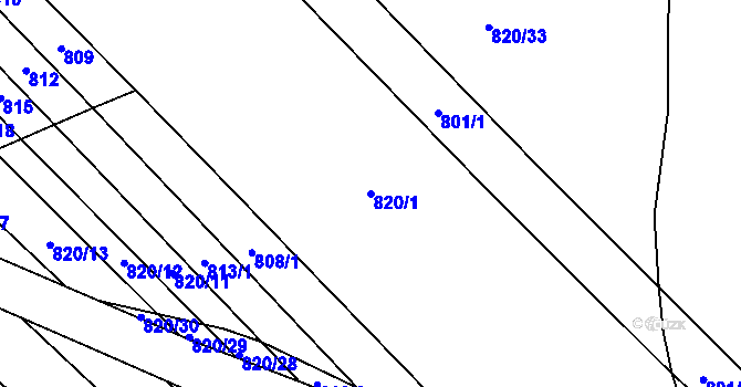Parcela st. 820/1 v KÚ Netřebice, Katastrální mapa