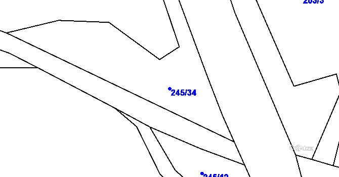 Parcela st. 245/34 v KÚ Netřebice, Katastrální mapa