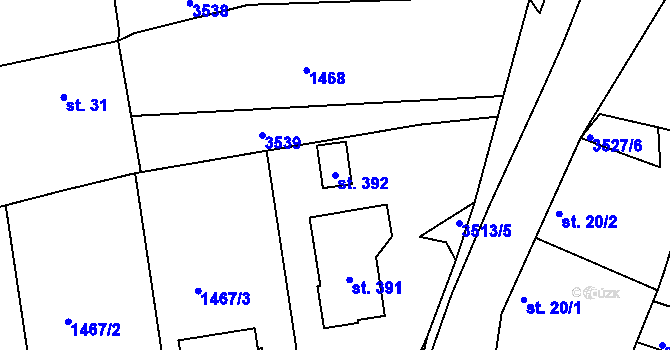 Parcela st. 392 v KÚ Netřebice, Katastrální mapa