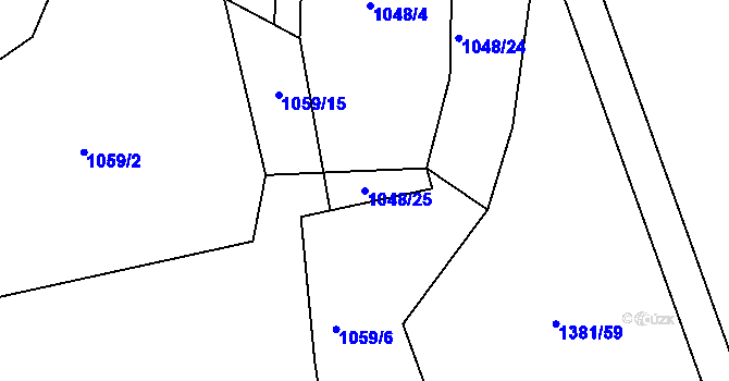 Parcela st. 1048/25 v KÚ Netřebice, Katastrální mapa