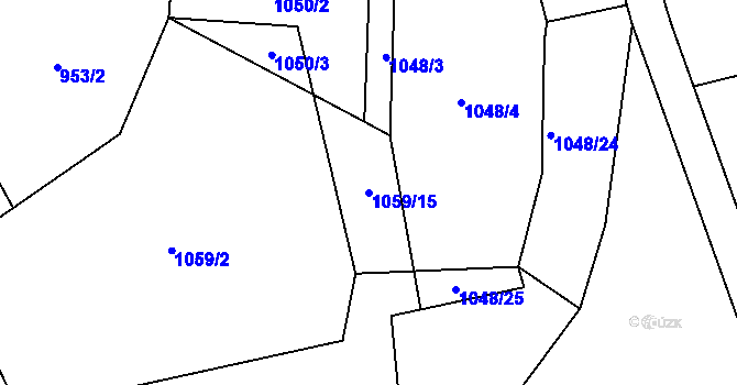 Parcela st. 1059/15 v KÚ Netřebice, Katastrální mapa