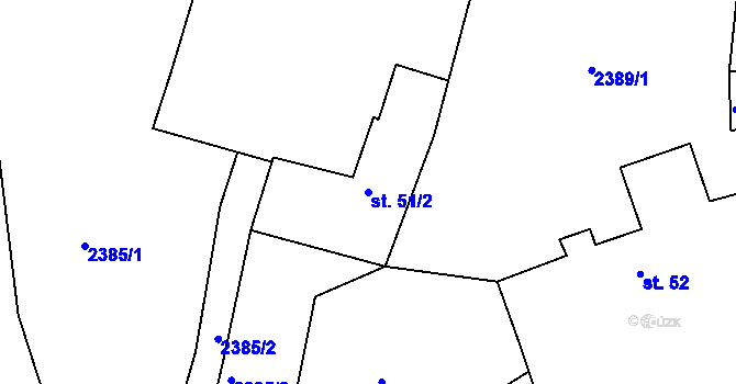 Parcela st. 51/2 v KÚ Chodeč-Zvíkov, Katastrální mapa