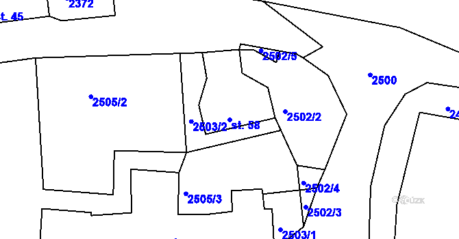 Parcela st. 58 v KÚ Chodeč-Zvíkov, Katastrální mapa