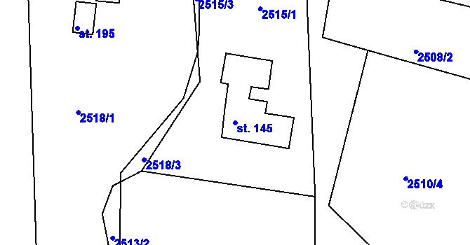 Parcela st. 145 v KÚ Chodeč-Zvíkov, Katastrální mapa