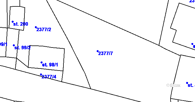 Parcela st. 2377/7 v KÚ Chodeč-Zvíkov, Katastrální mapa