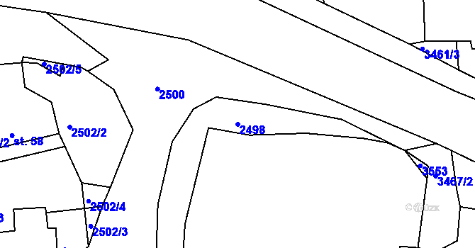 Parcela st. 2498 v KÚ Chodeč-Zvíkov, Katastrální mapa