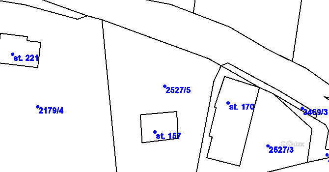 Parcela st. 2527/5 v KÚ Chodeč-Zvíkov, Katastrální mapa