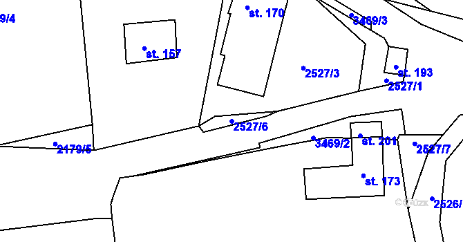 Parcela st. 2527/6 v KÚ Chodeč-Zvíkov, Katastrální mapa